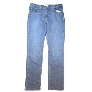 Levis 311 Womens 35x29 Mid Rise Skinny Jeans Med Wash Raw Hem Stretch Denim